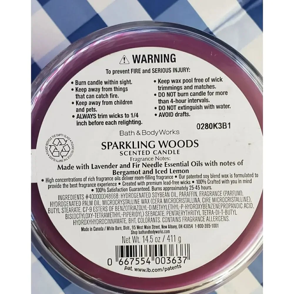 BBW Sparkling Woods Large 3 Wick Candle Holiday Home Fragrance Decor